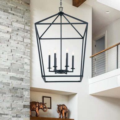 Townsend Pendant, 6-Light, Matte Black, 24""W (3-322-6-89 1N2XC) | Lighting Reimagined