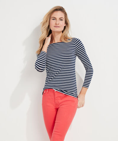 Striped Sankaty Boatneck Simple Tee | vineyard vines