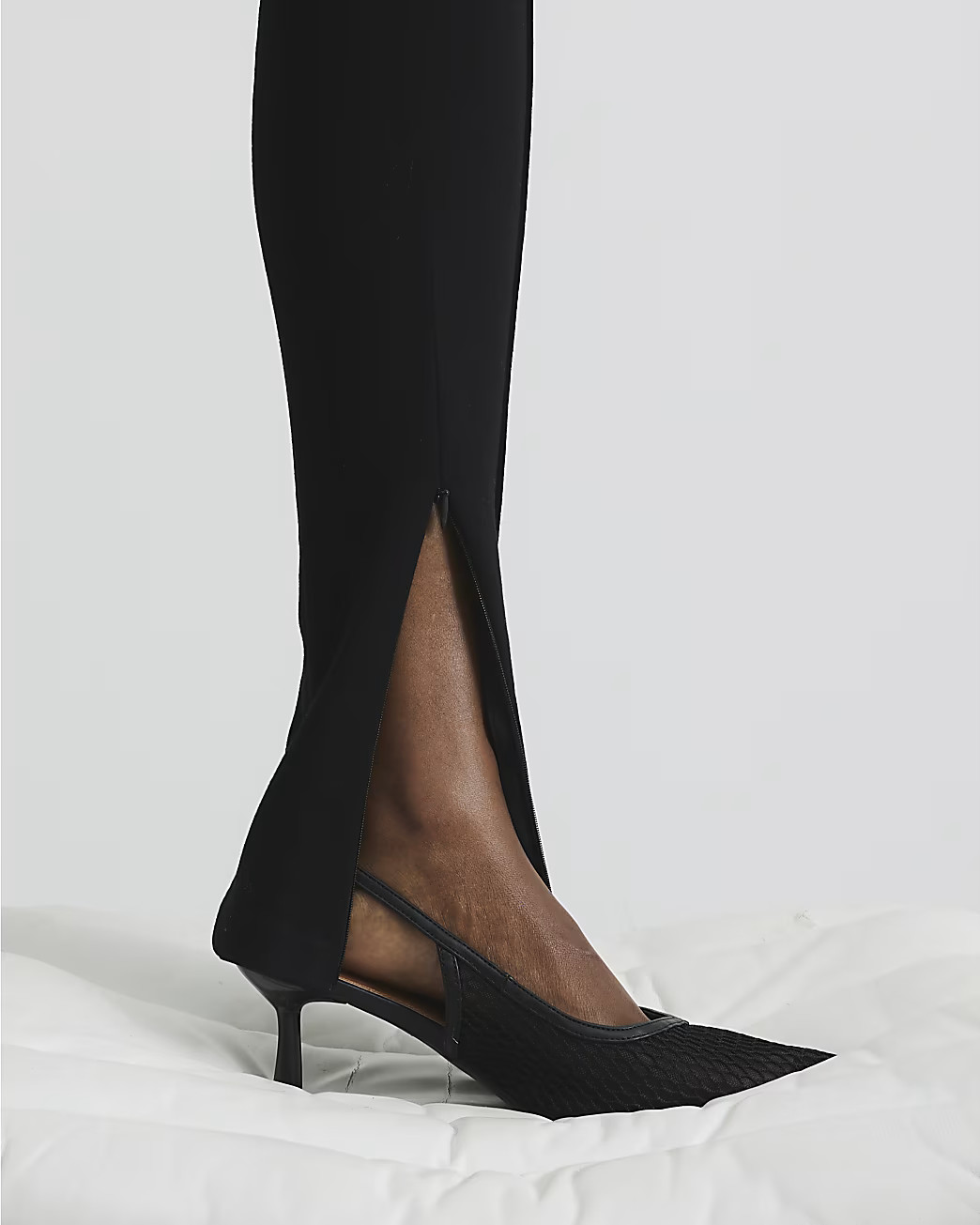 Black Mesh Court Heeled Shoes | River Island UK & IE