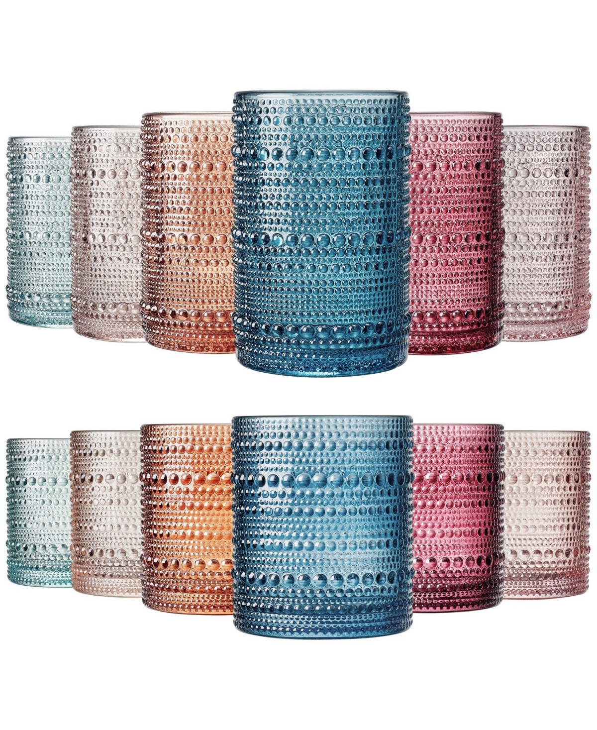 The Wine Savant Beaded Hobnail Drinking Glasses, Set of 12 - Multicolor | Macy's