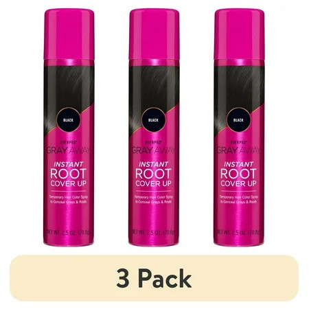 (3 pack) Everpro Gray Away Instant Root Touch-up Spray Black 2.5oz | Walmart (US)