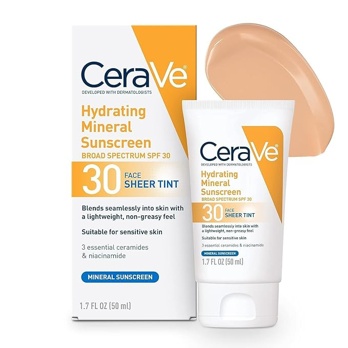 CeraVe Tinted Sunscreen with SPF 30 | Hydrating Mineral Sunscreen With Zinc Oxide & Titanium Diox... | Amazon (US)