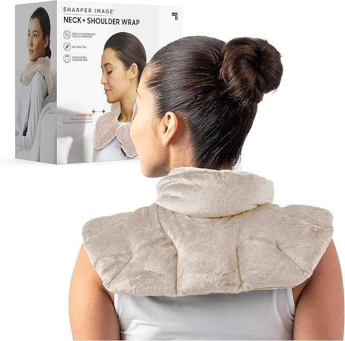 Sharper Image Unscented Heated Neck & Shoulder Wrap - Microwavable Warm & Cooling Plush Pad, Weig... | Amazon (US)