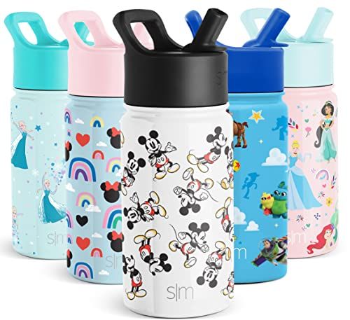 Simple Modern Disney Mickey Mouse Kids Water Bottle with Straw Lid | Reusable Insulated Stainless... | Amazon (US)