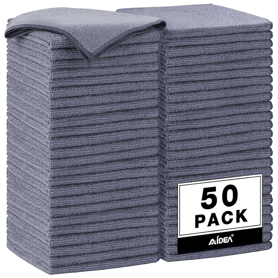 AIDEA Microfiber Cleaning Cloth Grey 50PK, Microfiber Towels for Cars, Premium Car Cloths, Dustin... | Amazon (US)