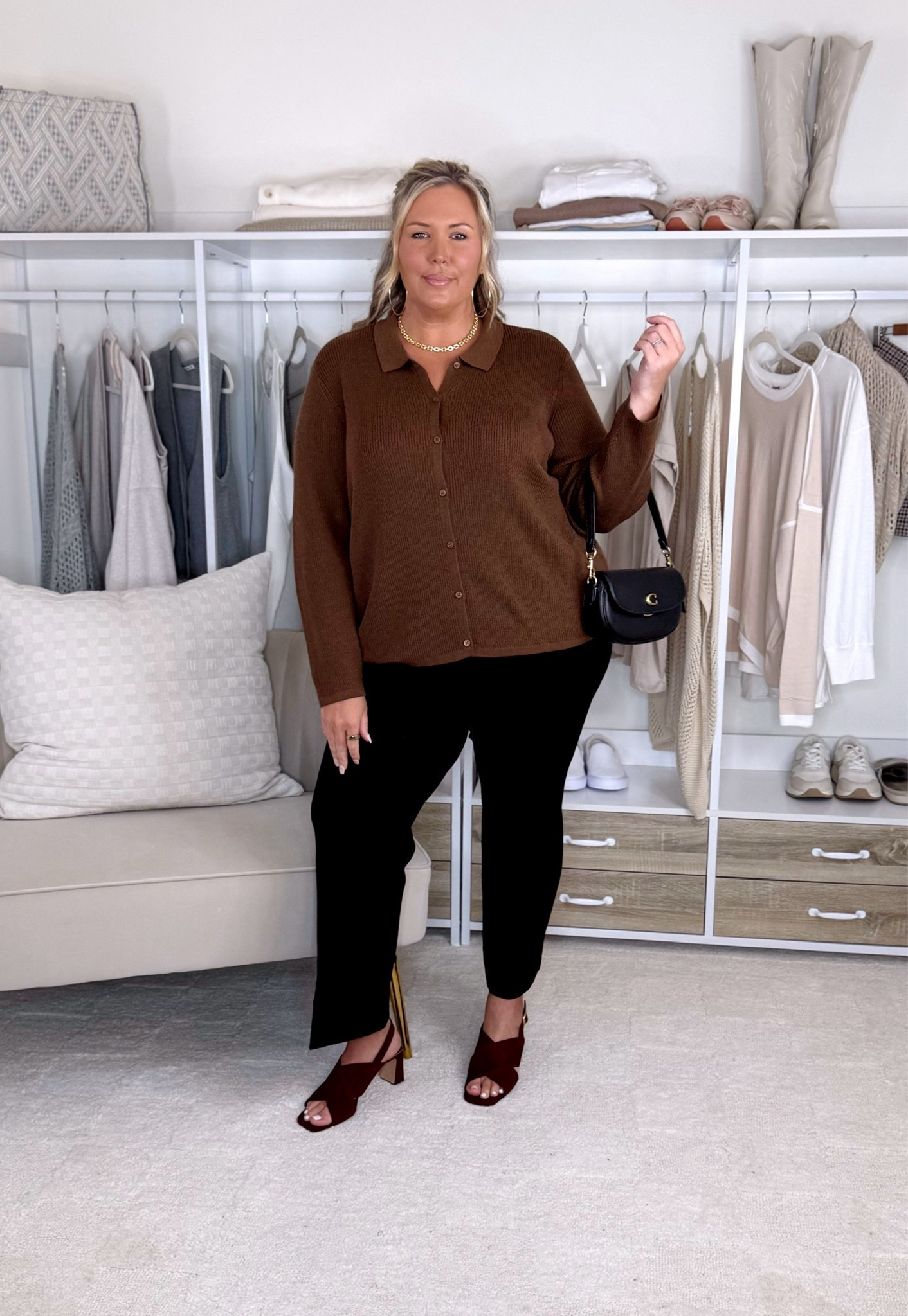 NSale tops! Wearing a 2X in all! sizing note, I recommend sizing up in the blue stripe button up if you want to wear it untucked, the 2x is too tight around my hips. Everything else runs true to size, the pants are slightly generous fit! Blue is sold out so I linked the black! Plus size, outfit inspo, apron belly, workwear, mom life

#LTKSeasonal #LTKPlusSize #LTKMidsize