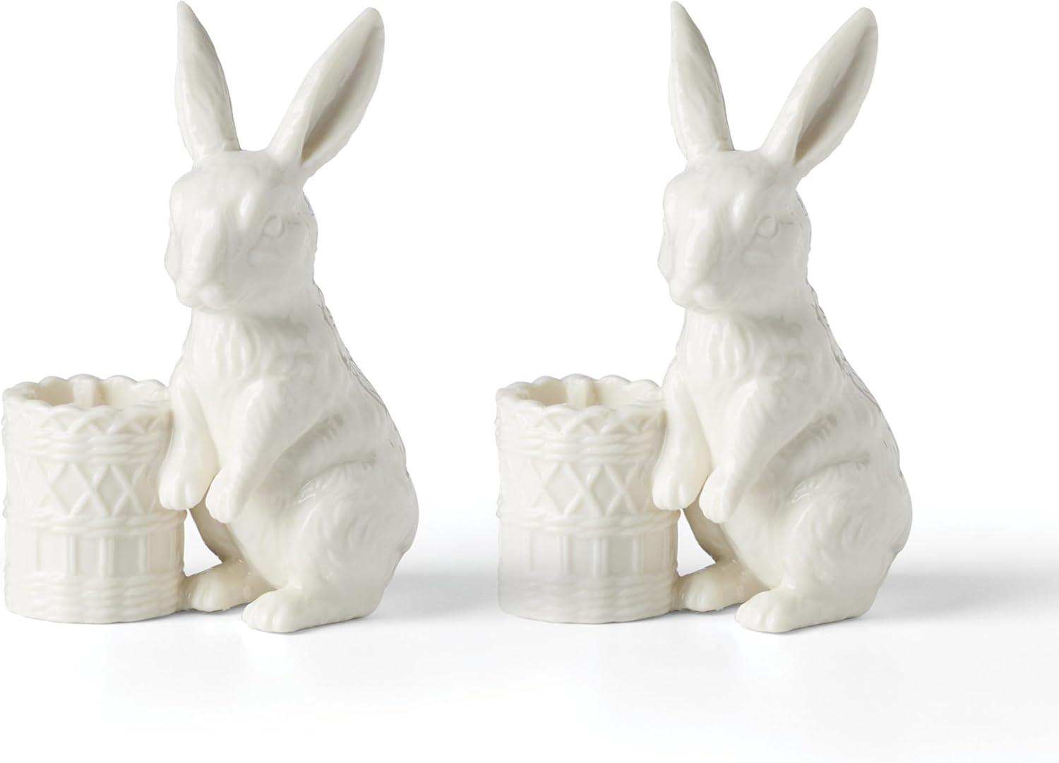 Lenox 897943 Wicker Creek Bunny Candle Holders, Set of 2, Easter Home Decor | Amazon (US)