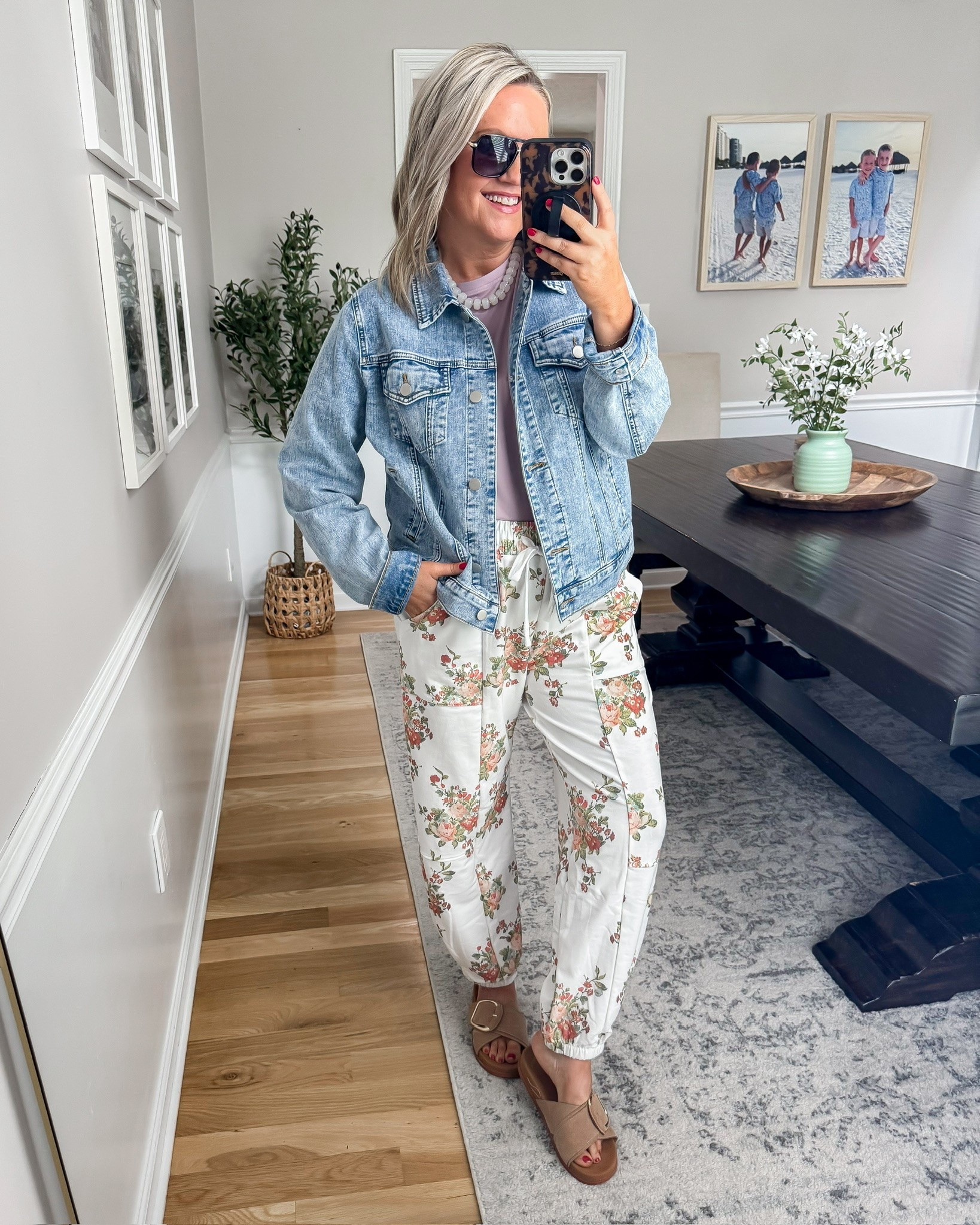 These floral pants are even cuter in person 🌸 Paired them with a simple tee and denim jacket for an easy everyday spring look that still feels put together.

spring outfit idea, floral pants outfit, casual spring style, denim jacket outfit, everyday fashion, comfy outfit idea, mom style, easy outfit formula, neutral spring outfit, floral fashion trend, casual chic style, affordable fashion finds, lovelylifestyling

#LTKOver40 #LTKSeasonal #LTKootd