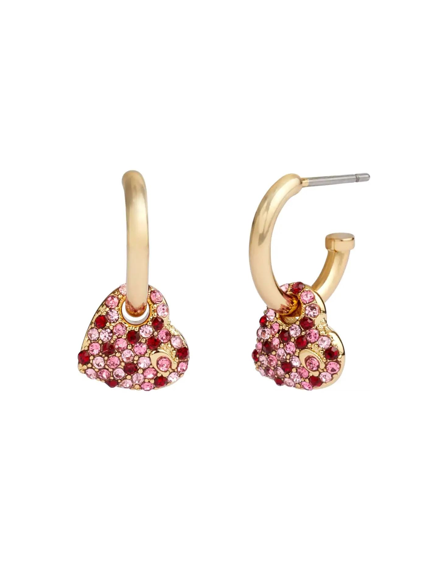 COACH Pavé Heart Charm Huggies | Zappos