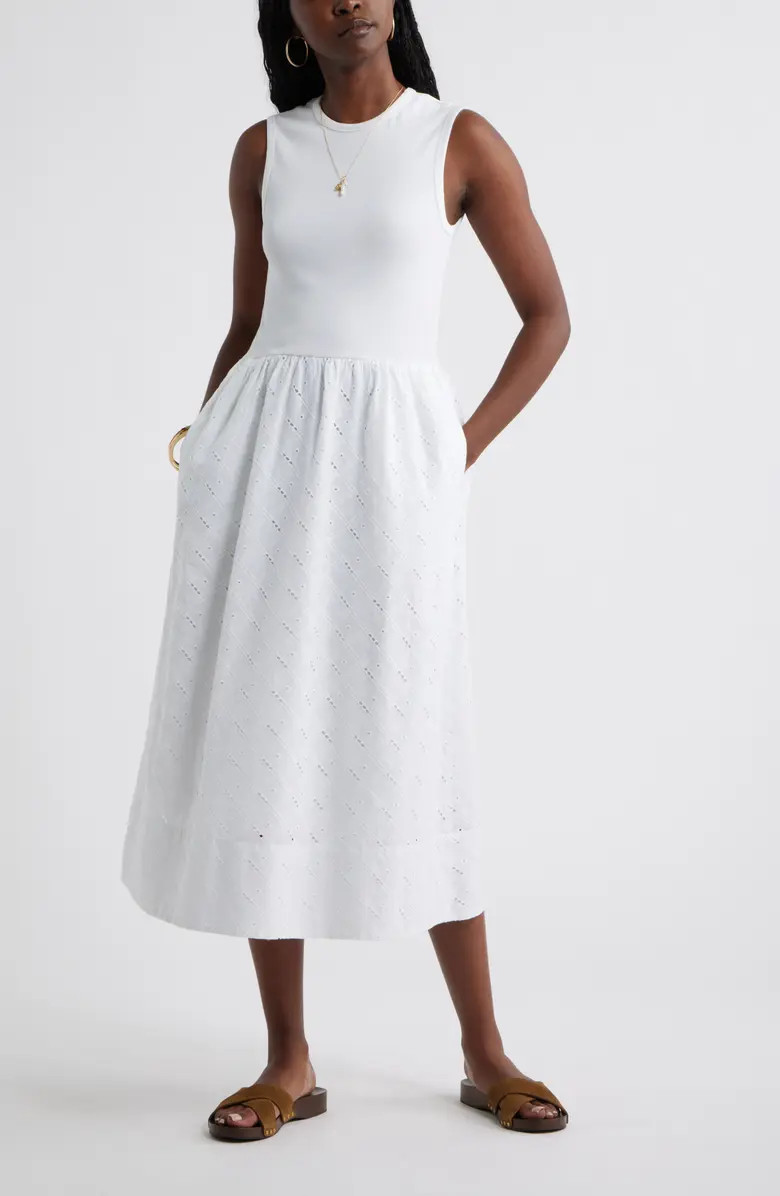 Mixed Media Midi Dress | Nordstrom
