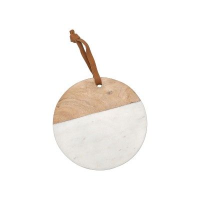 Round White Marble and Wood Serving Cutting Board - Foreside Home & Garden | Target