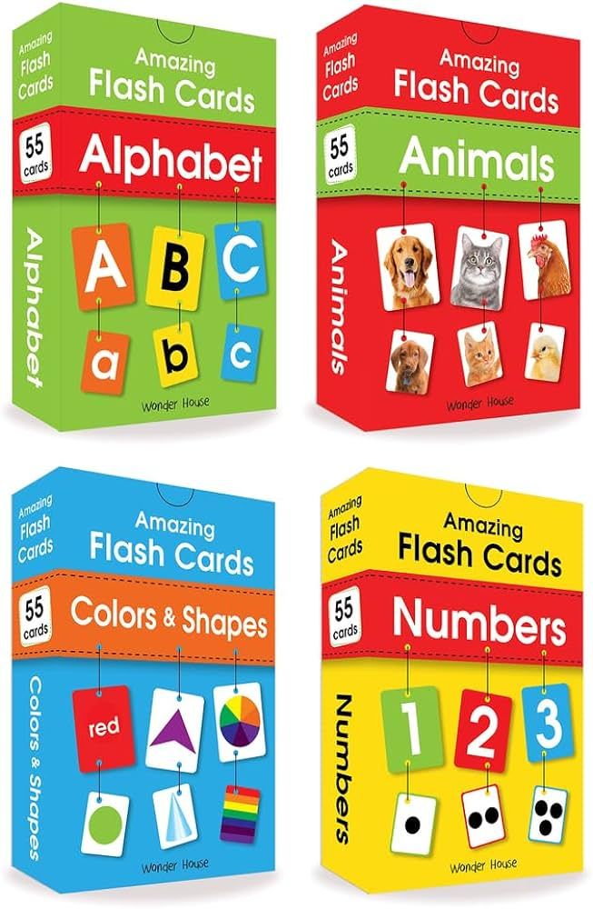 Amazing Flash Cards (Set Of 4 Boxes): Alphabet, Number, Animals, Colors And Shapes | Amazon (US)