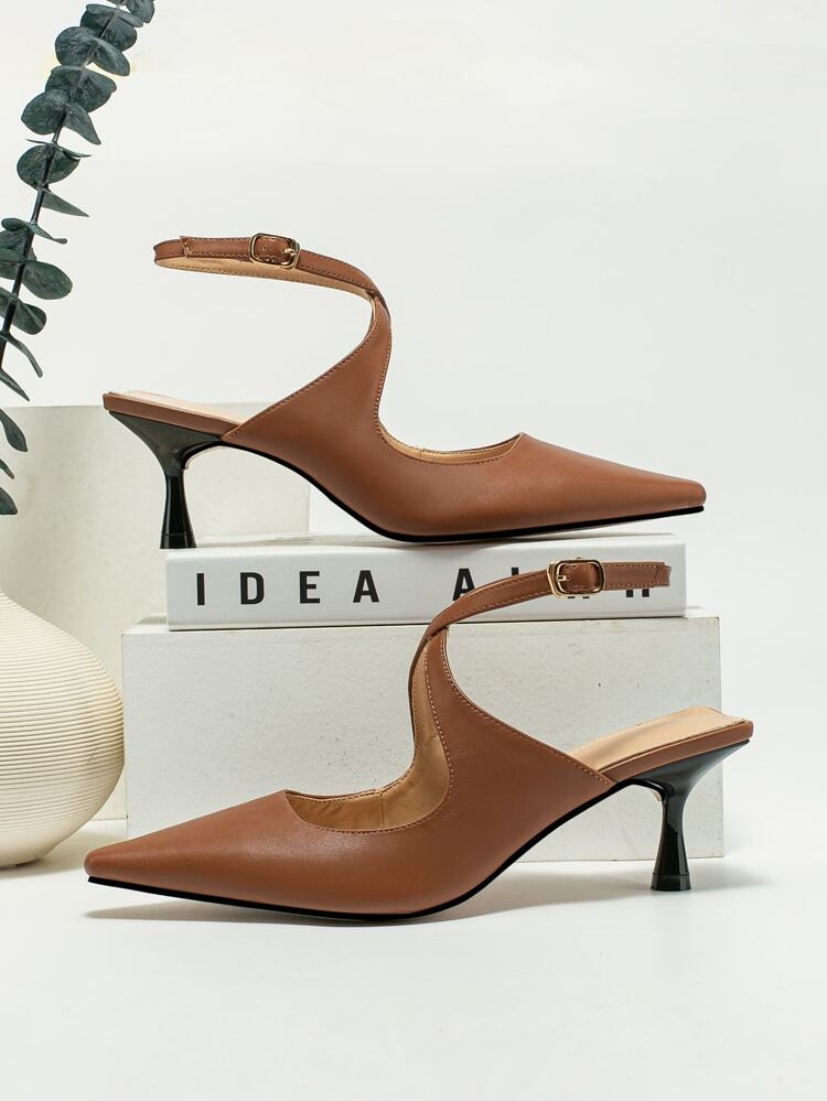 Minimalist Pyramid Heeled Slingback Pumps | SHEIN