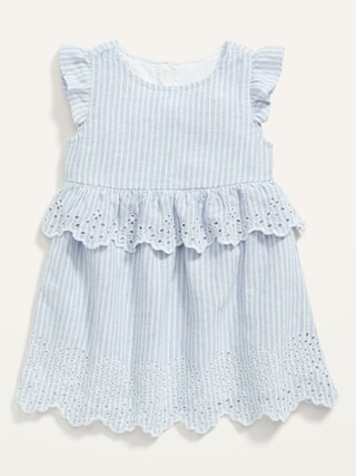 Ruffle-Trim Pinstripe Cutwork Dress for Baby | Old Navy (US)