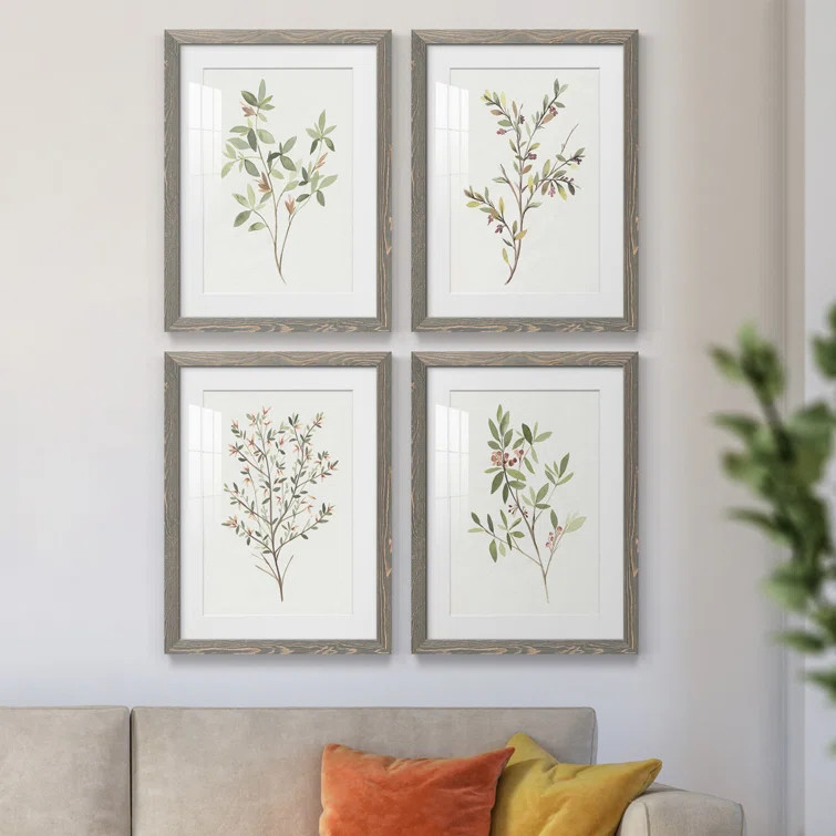 Single Sprig I - 4 Piece Picture Frame Print Set | Wayfair North America