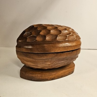 Carved large Wood Nut Bowl Walnut Shape Design 1970s RARE | eBay US