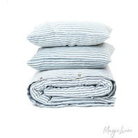 Blue Striped Linen Bedding Set. Linen Duvet Cover Set With 2 Pillowcases. Stone Washed, Handmade Bed Set. King/Queen Sizes | Etsy (US)