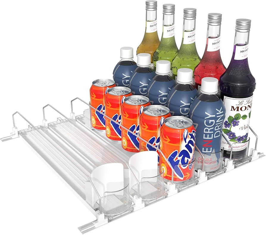 Hmdivor 5 Rows Drink Organizer for Fridge, 15'' Soda Can Dispenser for Refrigerator with Pusher G... | Amazon (US)