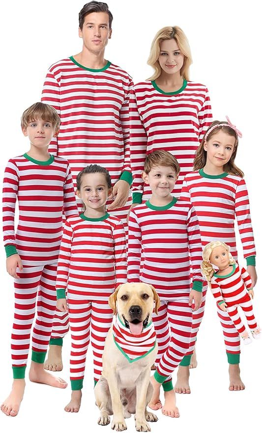 Matching Family Pajamas Red Striped Pjs Xmas Clothes Long Sleeve Sleepwear Size 6 at Amazon Women... | Amazon (US)