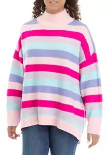 Women's Striped Mock Neck Tunic Sweater | Belk