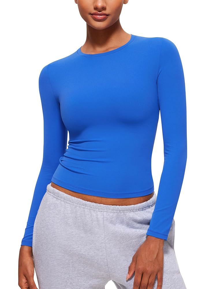 CRZ YOGA Softembrace Long Sleeve Shirts for Women Soft Crew Neck Fall Basic Tight Tops Fitted Cas... | Amazon (US)