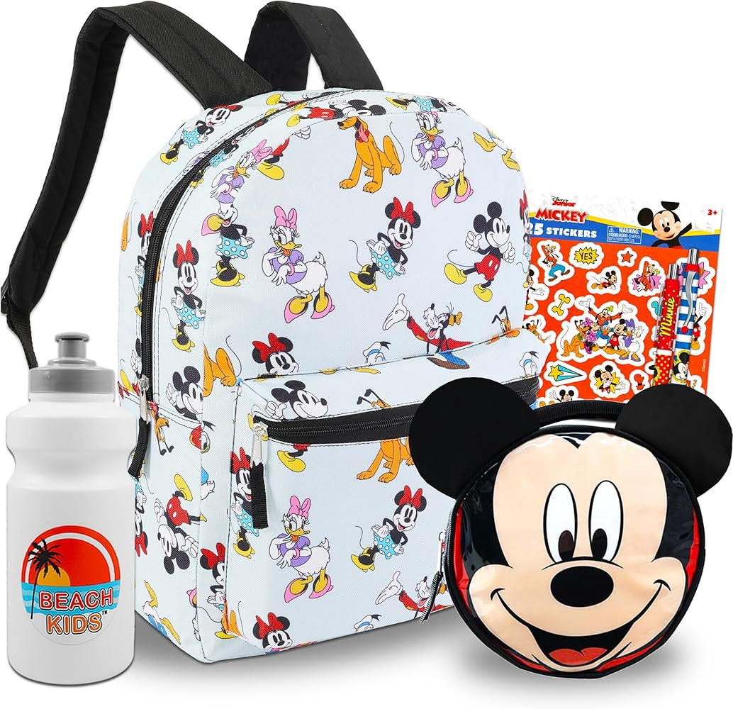 Disney Mickey Mouse Backpack with Lunch Box Set - Bundle of 16" Mickey School Bag, Lunch Bag, Pen... | Amazon (US)