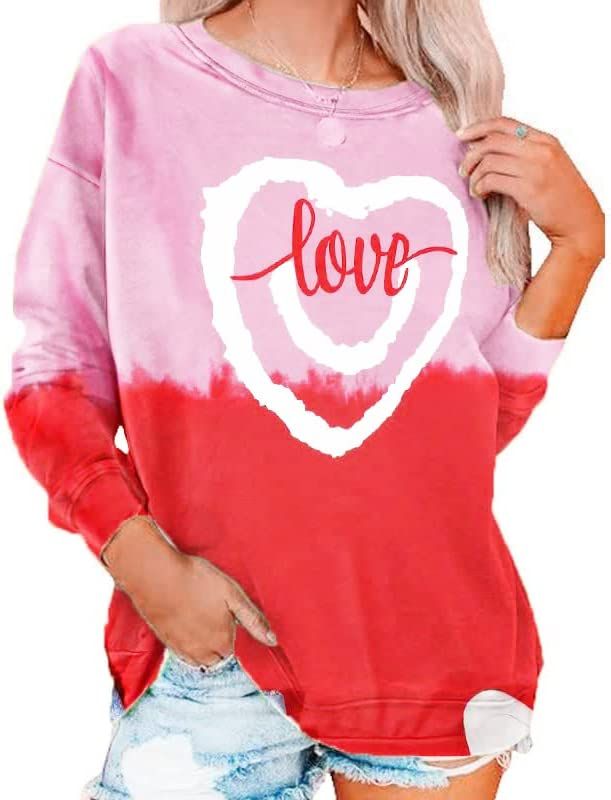 Love Heart Graphic Sweatshirt Women Valentine's Day Long Sleeve Smile Shirts Gift Girlfriend Casu... | Amazon (US)