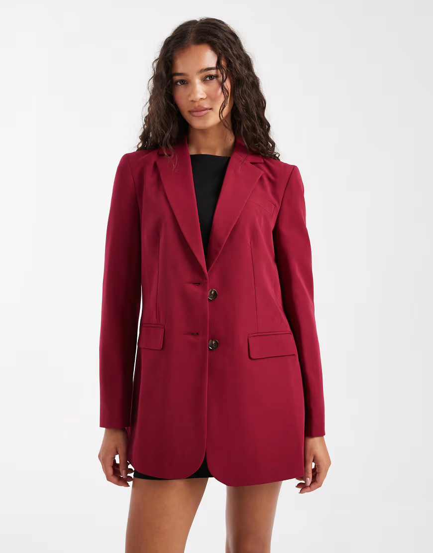 Miss Selfridge cinched blazer in cherry-Red | ASOS (Global)