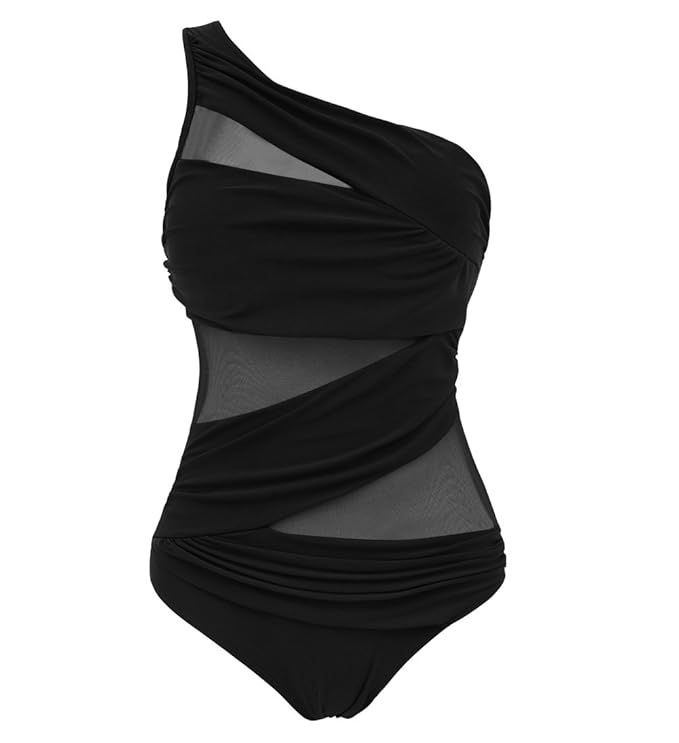 Uniarmoire Womens One Piece Swimsuit Mesh Swimwear Solid Bathing Suit | Amazon (US)
