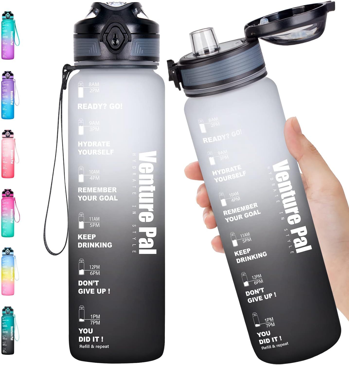 Venture Pal 32oz Motivational Leakproof Fast Flow Trendy Water Bottle with Time Marker & Removabl... | Amazon (US)