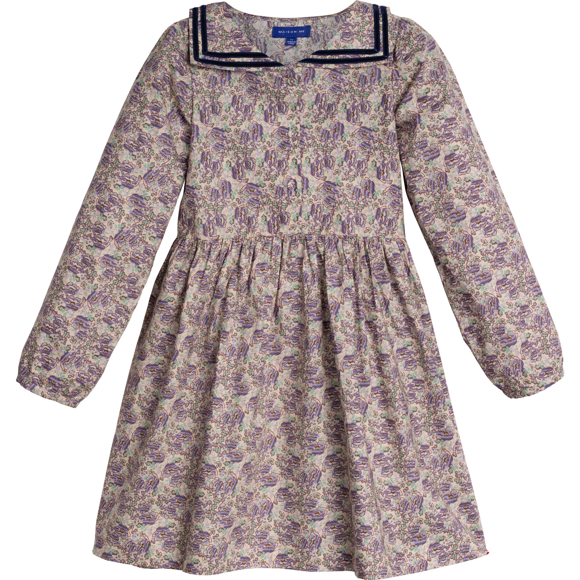 Lindsey Dress, Lavender & Cream Floral | Maisonette