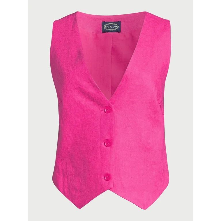 Scoop Women's Tailored Linen Vest, Sizes XS-XXL | Walmart (US)