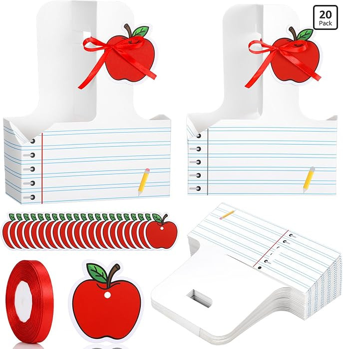 20 Set Teacher Appreciation Gifts 2 Cup Drink Carrier with Apple Greeting Card Ribbon, Foldable K... | Amazon (US)