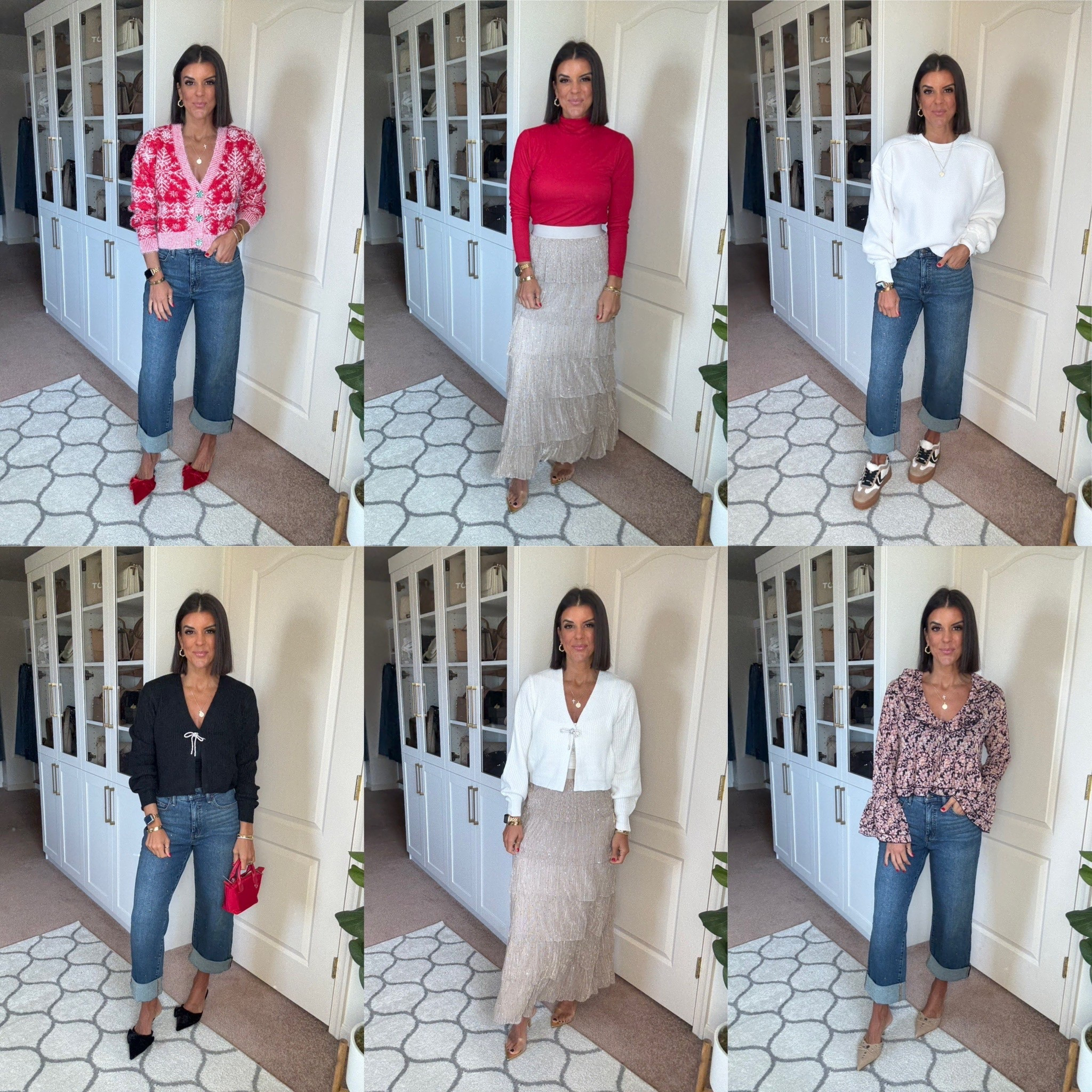 Walmart Haul! #walmartpartner @walmartstyle #walmartstyle 
Sized up one to a medium in Christmas sweater because it’s cropped. Size 2 in jeans (size down if in between)
Size small in small in blouse 
Size small in black sweater and red turtleneck. Size xs in skirt 
Sized up one to a medium in fleece sweatshirt for an oversized fit. 
All shoes fit true to size. I’m 5’5 for reference. 

#LTKHoliday #LTKSeasonal #LTKStyleTip