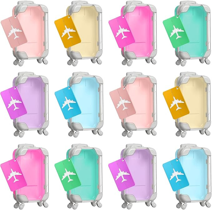Teecyhooo 12 Pcs Mini Suitcase Party Favor Boxes and 12 Pcs Metal Luggage Tags with Card, Clear M... | Amazon (US)