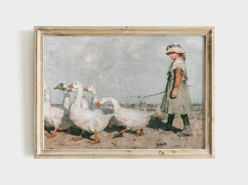 Vintage Nursery Painting  Farmhouse Print  Girls Room | Etsy | Etsy (US)