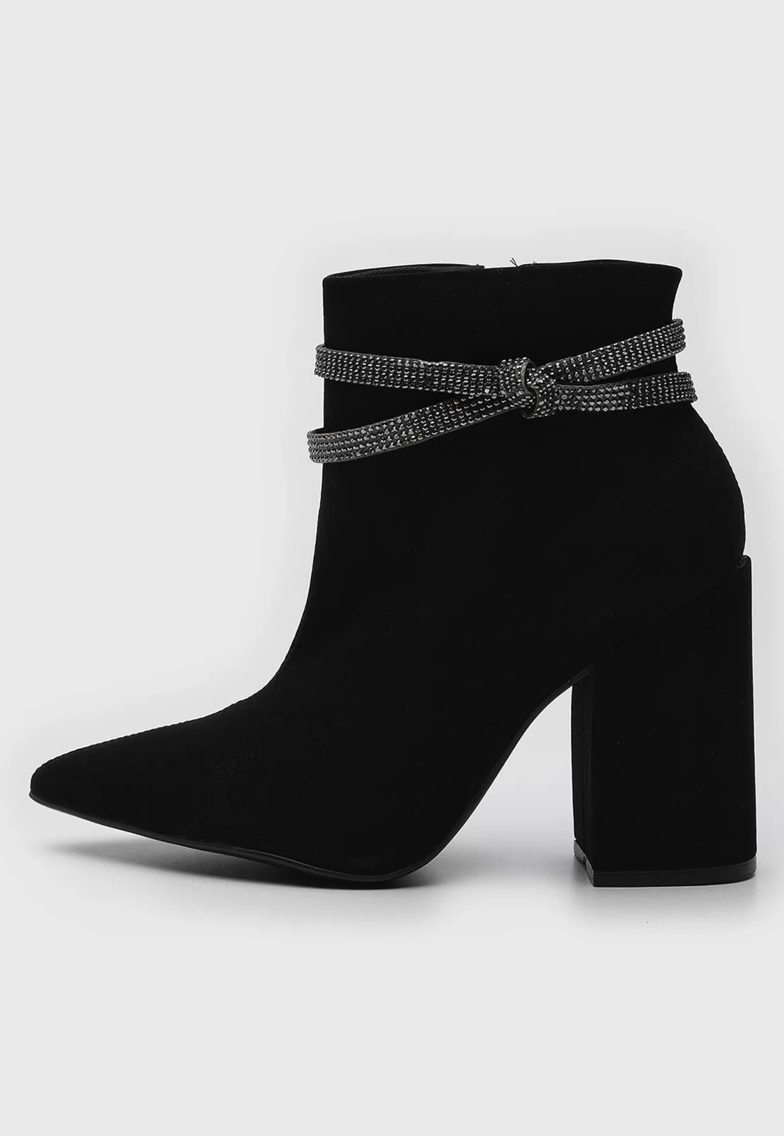 Bota Via Uno Bico Fino Strass Preta | Dafiti (BR)