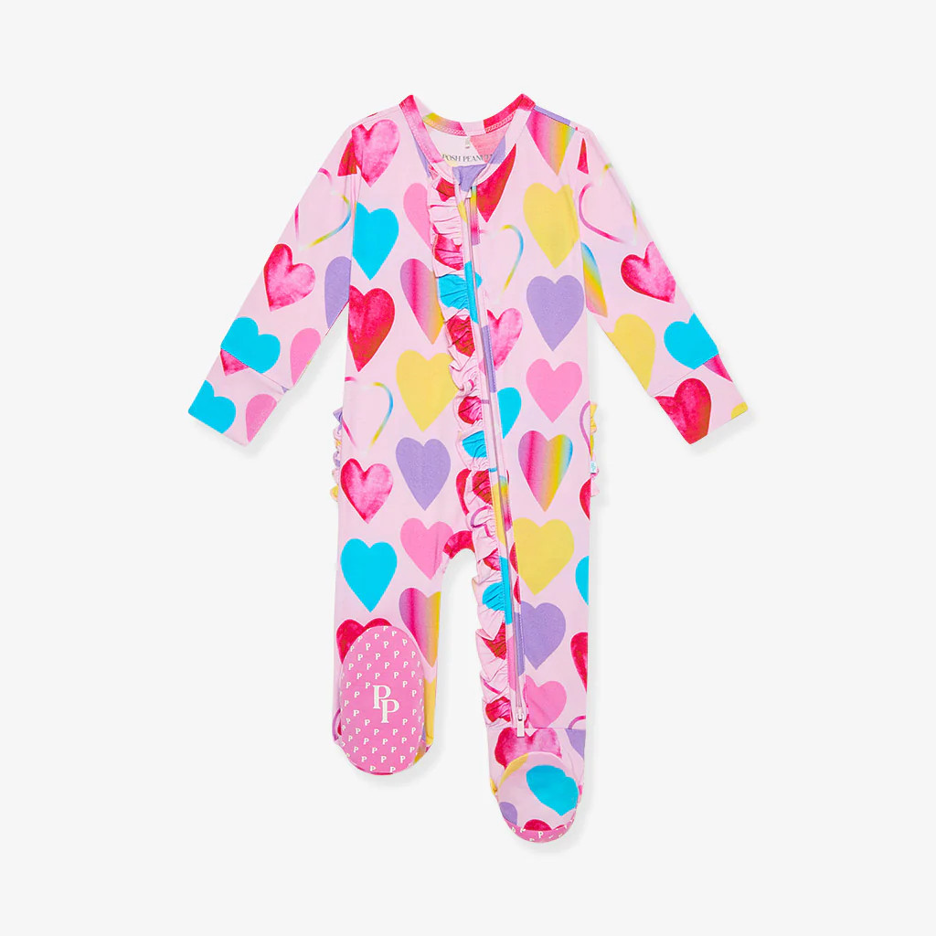Hearts Pink Baby Girl Sleeper | Love Queen | Posh Peanut