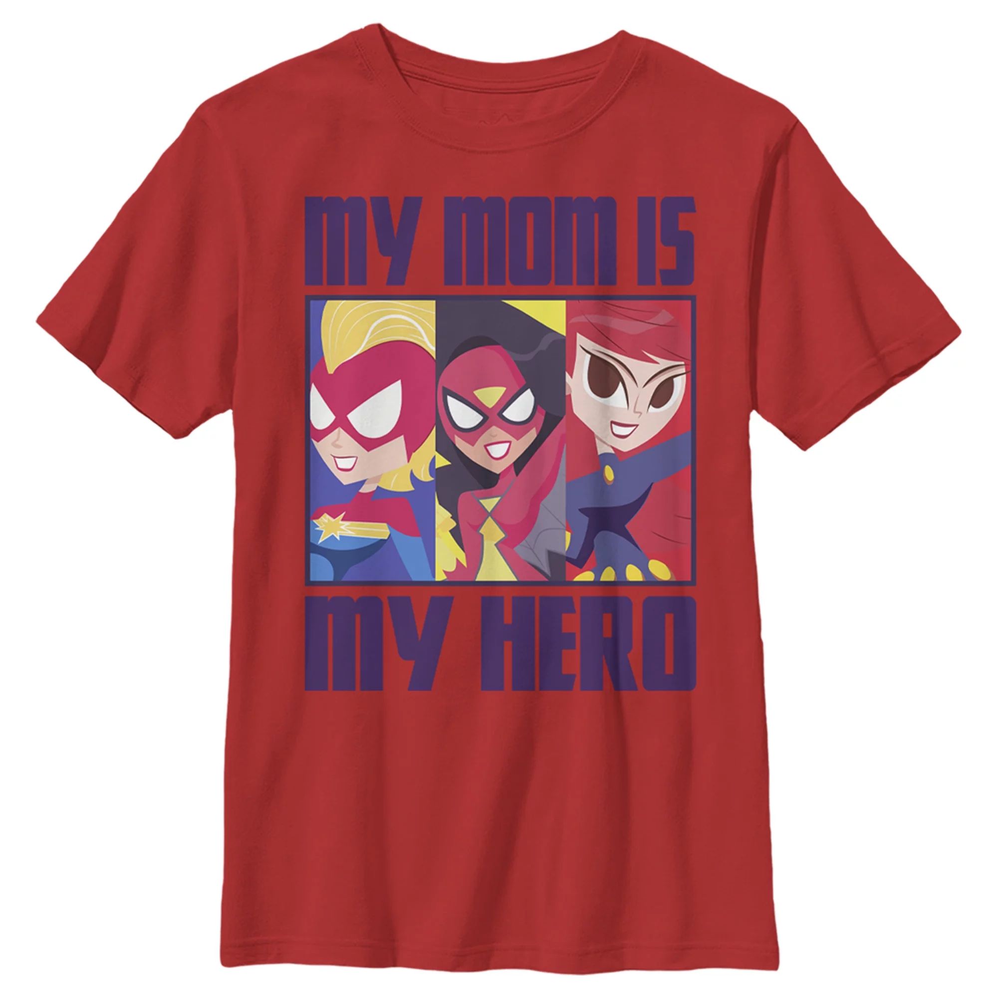 Boy's Marvel My Mom Is My Hero Cartoon Heroes  Graphic Tee Red X Large | Walmart (US)