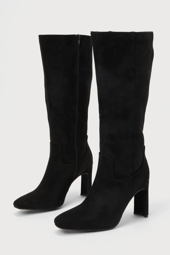 Claramay Black Suede Knee-High Boots | Lulus
