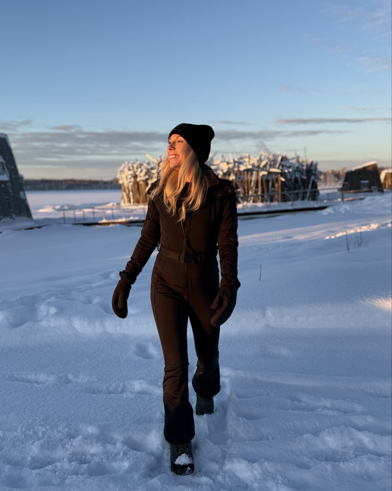 Black ski suit!! This thing is so flattering and cute but beware, definitely more for the Apres vibes or very late season skiing! 

#LTKSeasonal #LTKPetite