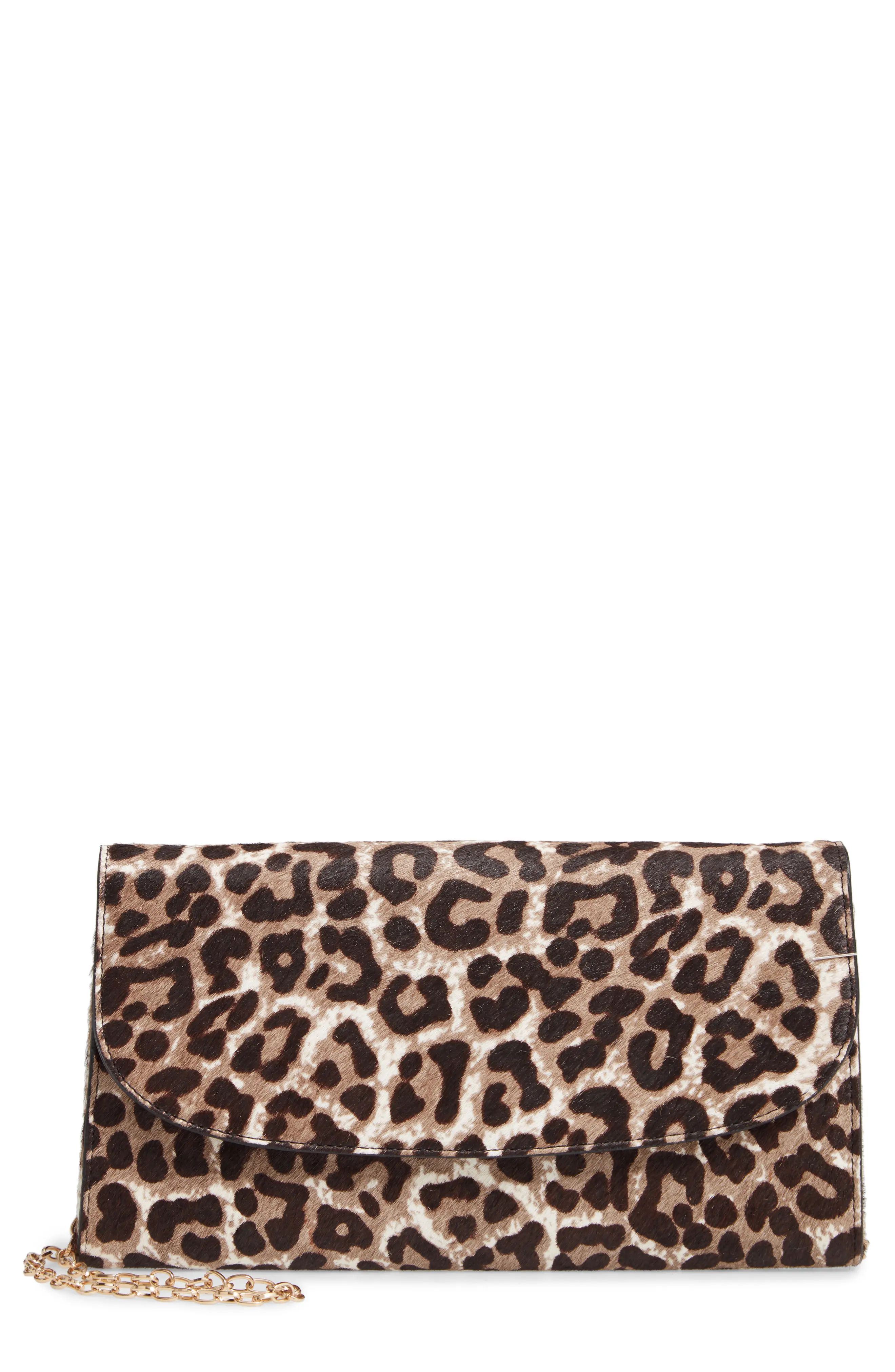 Nordstrom Genuine Calf Hair Leopard Print Clutch | Nordstrom