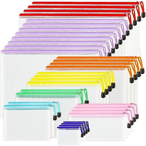 VVCOIIROEI 32pcs Mesh Zipper Pouch Bags, 8 Sizes, 8 Colors Zipper Pouches for Organizing, Board Game Storage, Travel, School Office | Amazon (US)