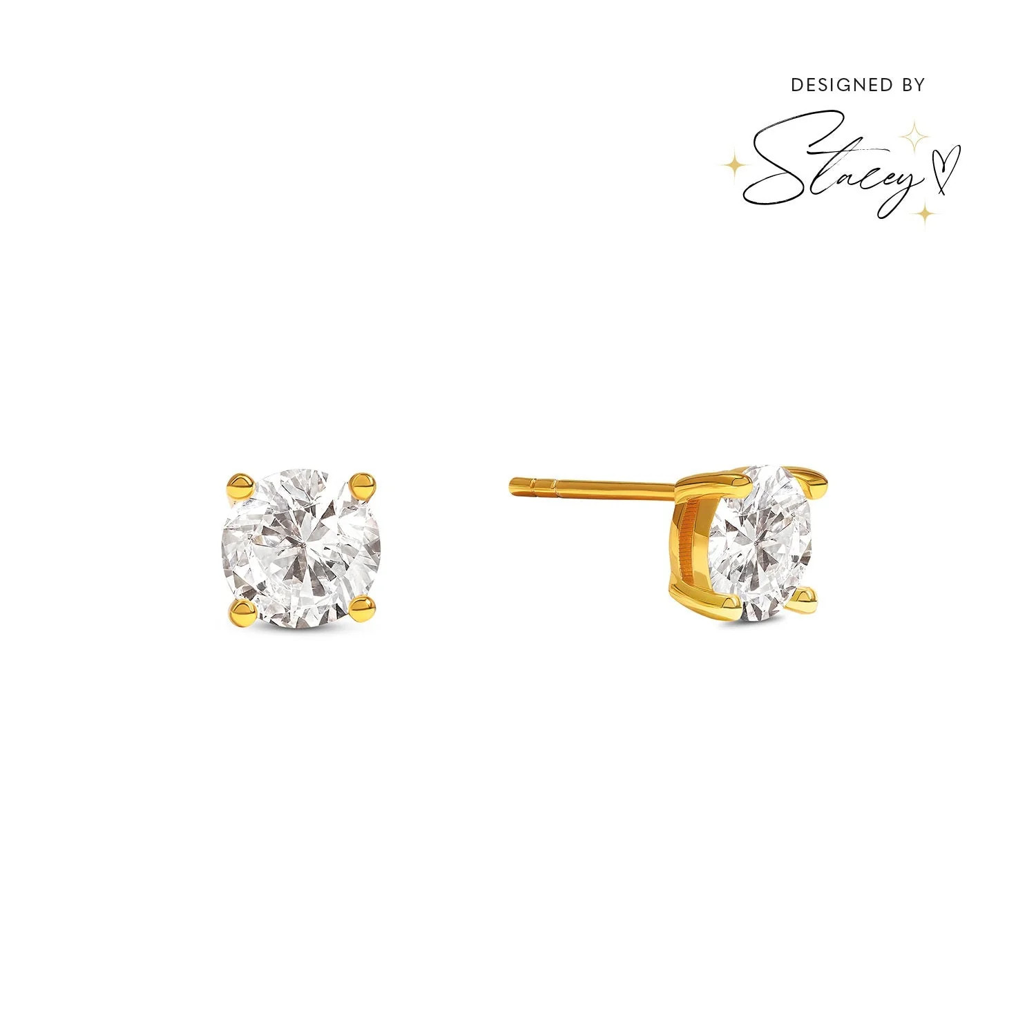 Round Solitaire Stud Earrings 1ct (Gold) | Abbott Lyon