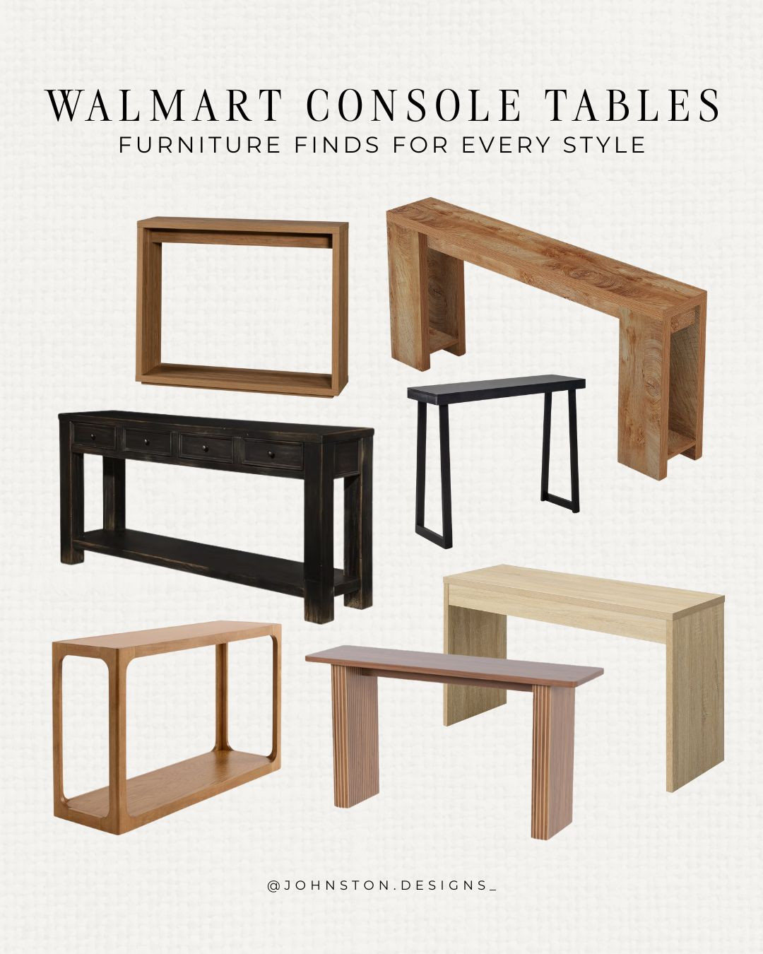 Walmart finds! Affordable console tables for entryway, living room, hallway. Home furnishing, furniture finds, oak, wood, black, sofa table, Walmart home. 

 #LTKHome