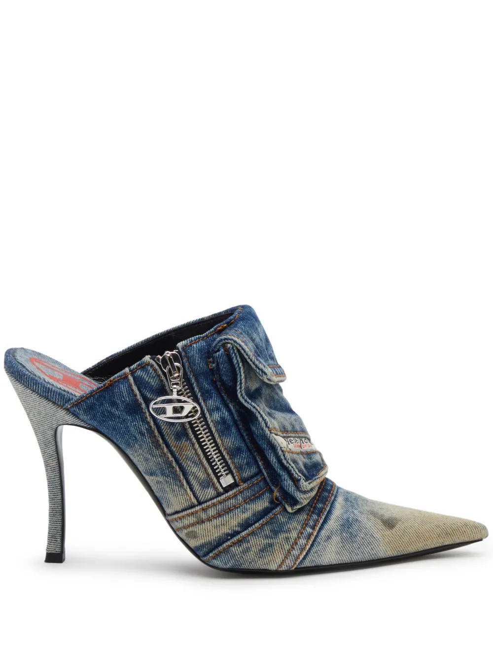 Diesel high-heel Denim Mules - Farfetch | Farfetch Global