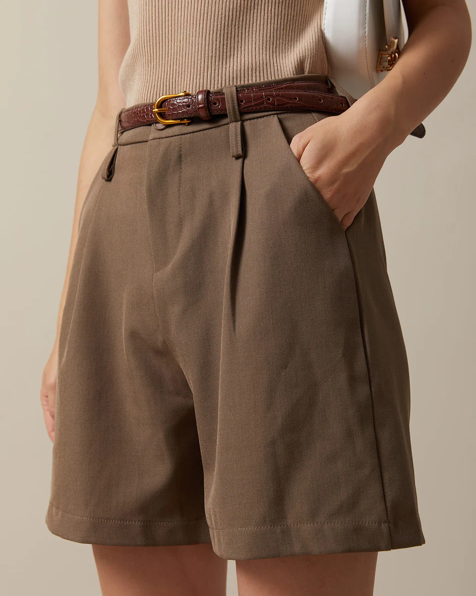 The Coffee High Waisted Pleated Shorts | rihoas.com