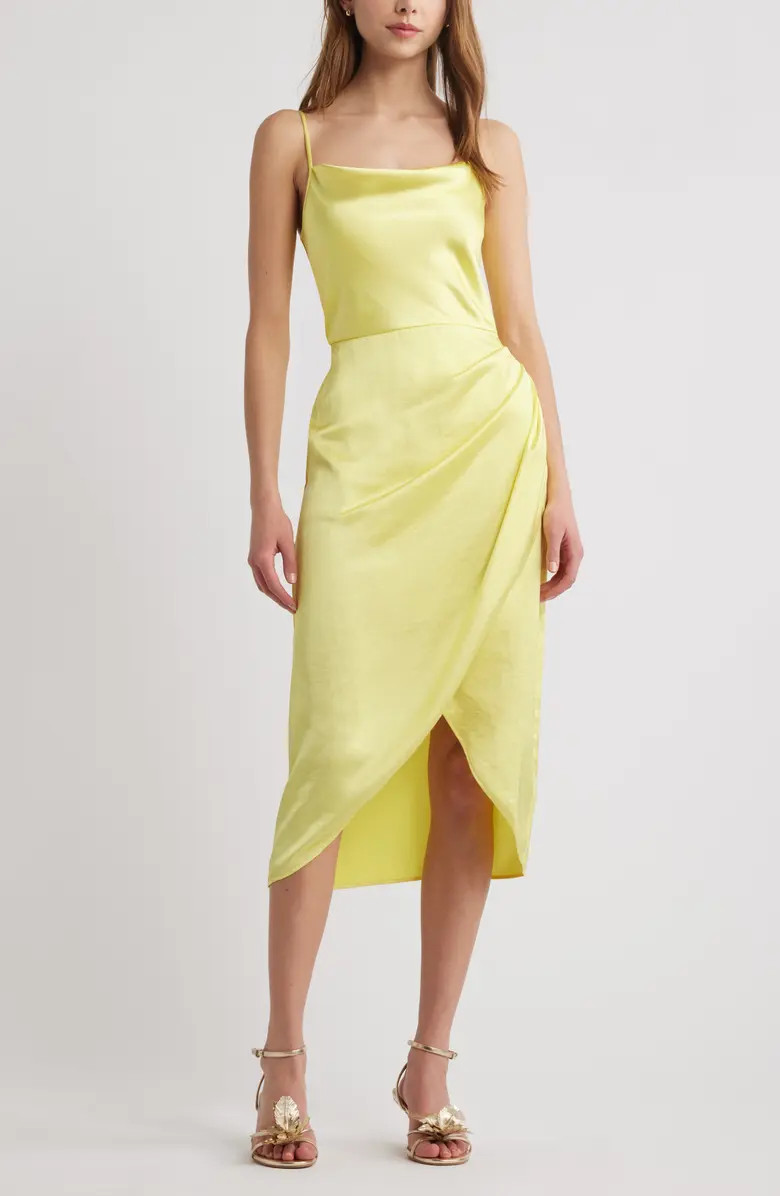 Open Edit Cowl Neck Satin Midi Dress | Nordstrom | Nordstrom
