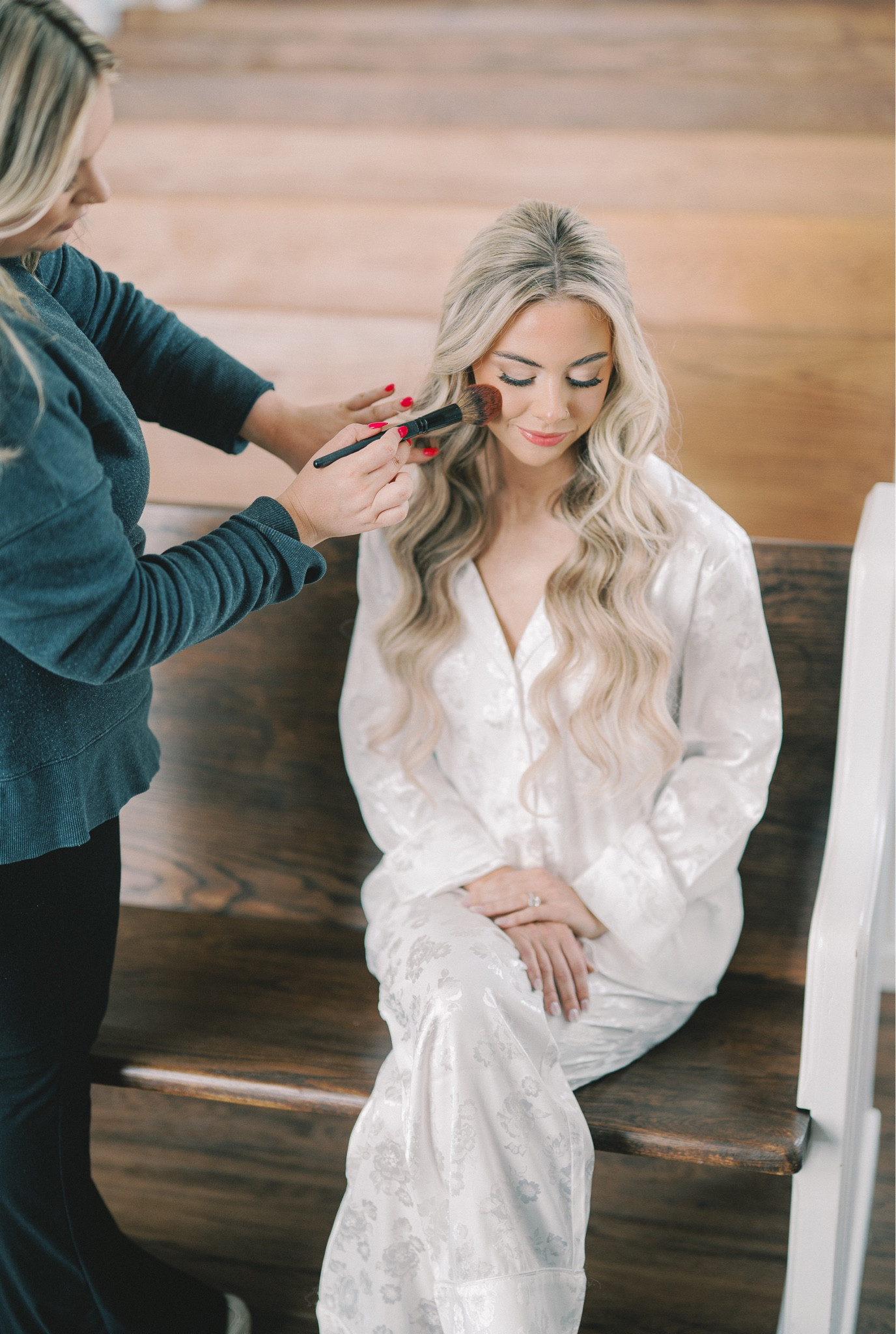 Show me your mumu bridal pajamas getting ready outfit wearing an xxs 