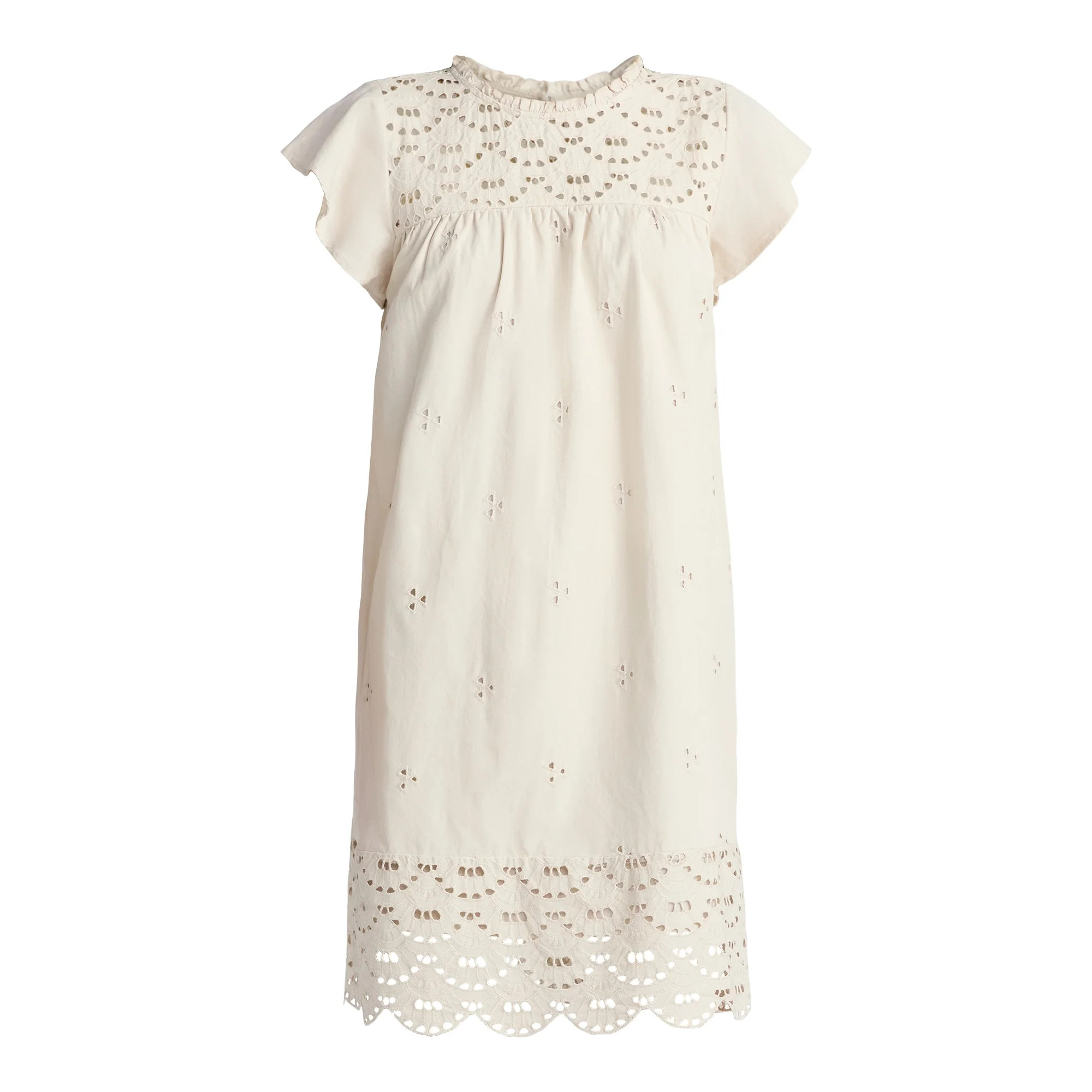 Time and Tru Women's Eyelet Mini Dress with Flutter Sleeves, Sizes XS-XXXL | Walmart (US)